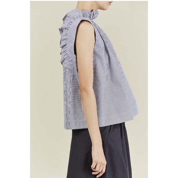 Atlantique Ascoli Red Mardi Ruffled Neck Sleeveless Blouse | Size Small (I) - Picture 12 of 13